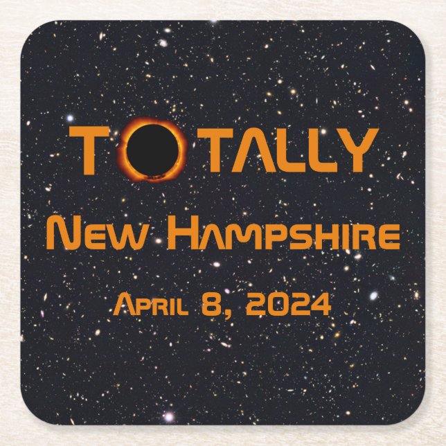 Totally New Hampshire 2024 Solar Eclipse  Square Paper Coaster (Front)
