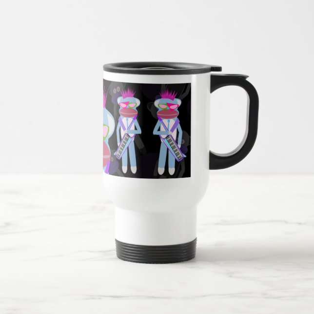 Totally New Wave Sock Monkey Fun Cartoon Travel Mug (Right)