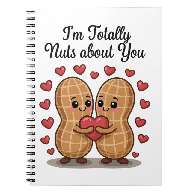  💕 Totally Nuts About You – Cute Peanut Love Stic Notebook (Front)