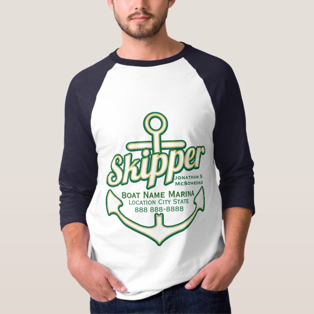 Totally Personalised Skipper Anchor Nautical Tee (Front)