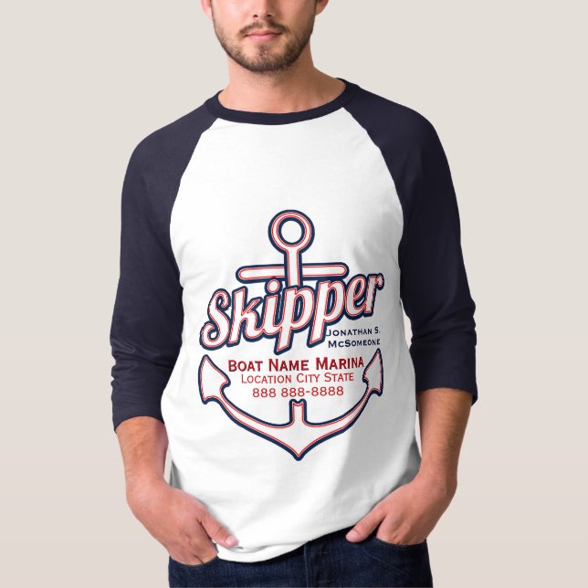 Totally Personalised Skipper Anchor Nautical Tee (Front)