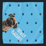 Totally Puggable Pet Bandanna<br><div class="desc">Your pug couldn't look any cuter than in this hand drawn pet bandanna!</div>