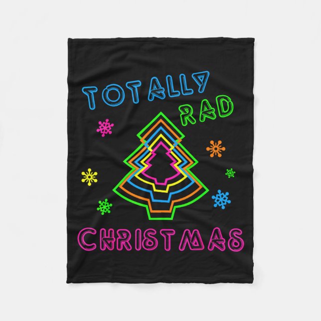 Totally Rad Christmas - 80s Retro Christmas  Fleece Blanket (Front)