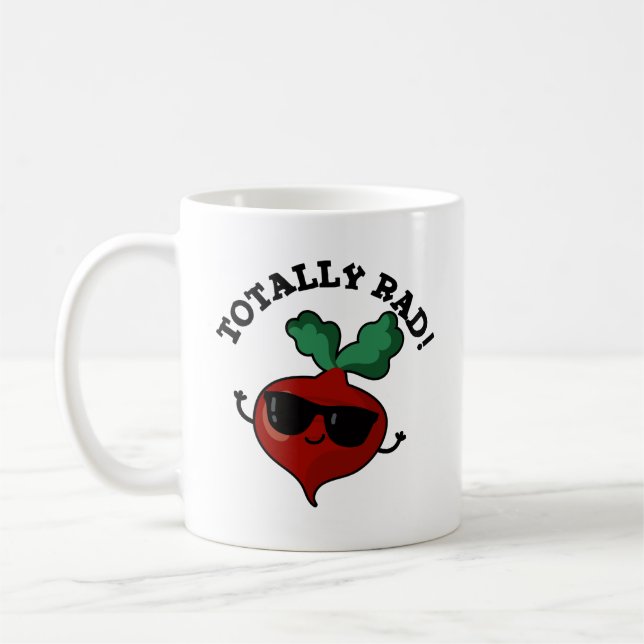 Totally Rad Funny Veggie Radish Pun  Coffee Mug (Left)