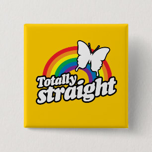 TOTALLY STRAIGHT BUTTERFLY - WHITE - (2).png 15 Cm Square Badge