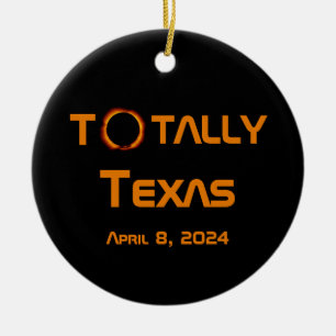 Totally Texas 2024 Solar Eclipse Ceramic Ornament