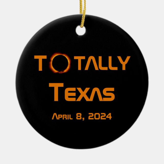 Totally Texas 2024 Solar Eclipse Ceramic Ornament (Front)