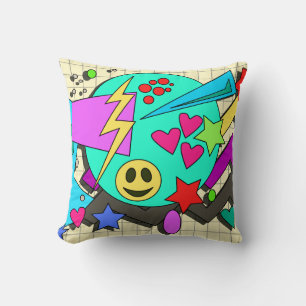 Totally Toon Nineties Flashback Cartoon Pattern Cushion