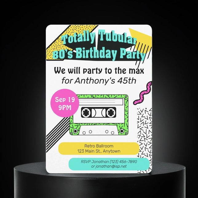 Totally Tubular 80's Birthday Party Invitation (Creator Uploaded)