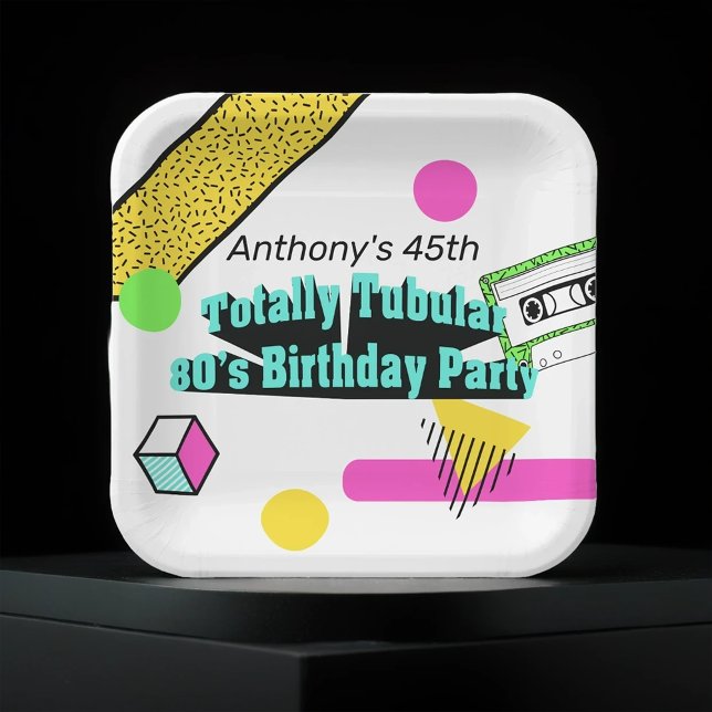 Totally Tubular 80's Birthday Party Paper Plate (Creator Uploaded)