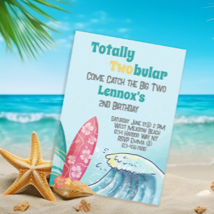 Totally Twobular Beach Party Kids Birthday  Invitation