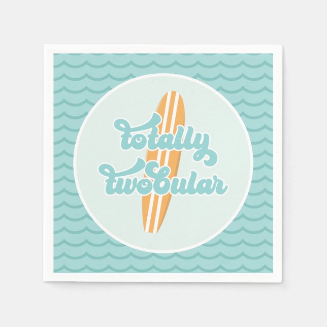 Totally Twobular Surf Beach 2nd Birthday Napkin (Front)