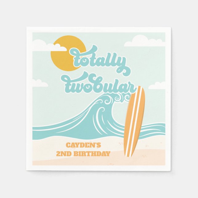 Totally twobular! Surf Beach 2nd Birthday Napkin (Front)