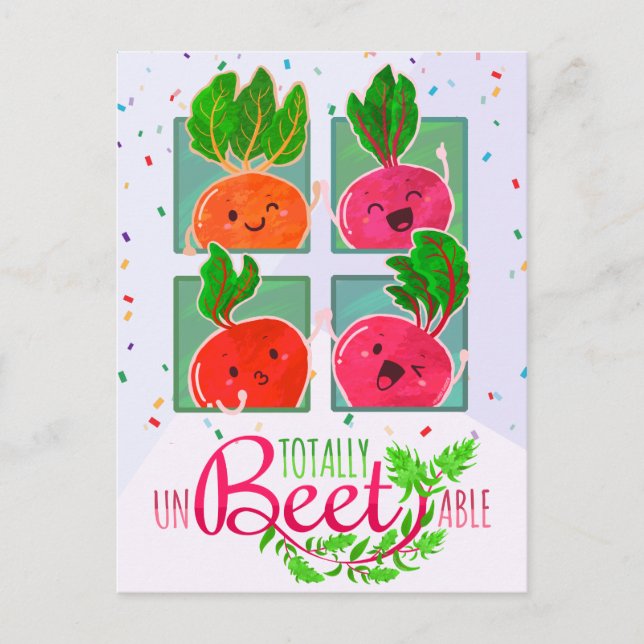 Totally Unbeetable | Motivational Quote Pun Postcard (Front)