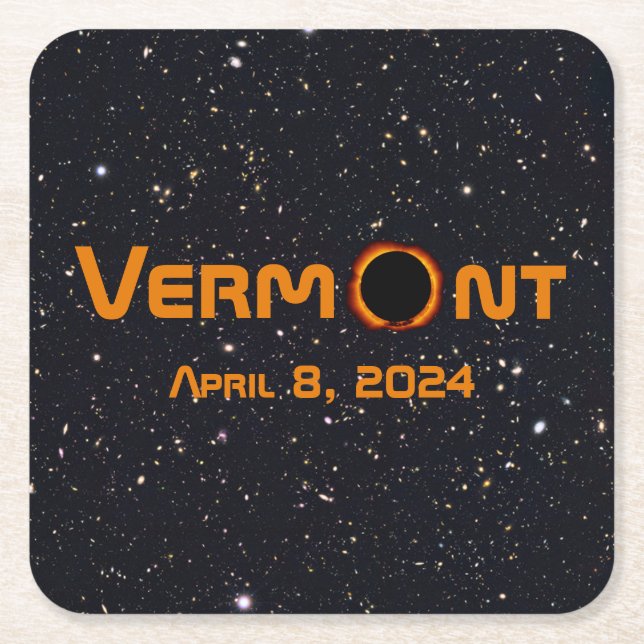 Totally Vermont 2024 Solar Eclipse  Square Paper Coaster (Front)