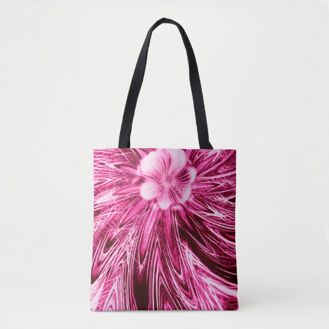 Tote Abstract Lines Purple Flower Bag (Front)