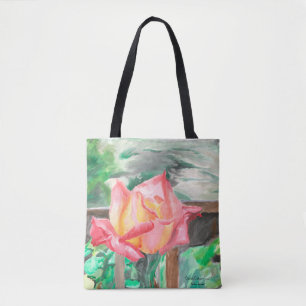 Tote, All-Over "Double Delight Rose" Amber Larsen Tote Bag