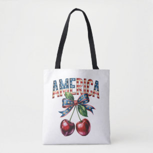 Tote-America Shoulder Tote Patriotic Cherry Tote Bag