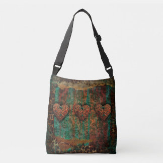 Tote art bag - grunge hearts