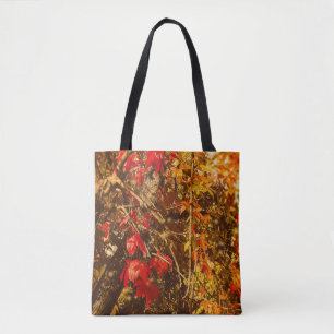 Tote Autumn Red Yellow Vines Bag