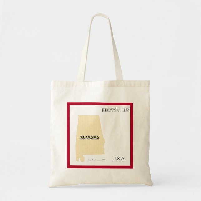 Tote Bag - Alabama State Map with City (Front)