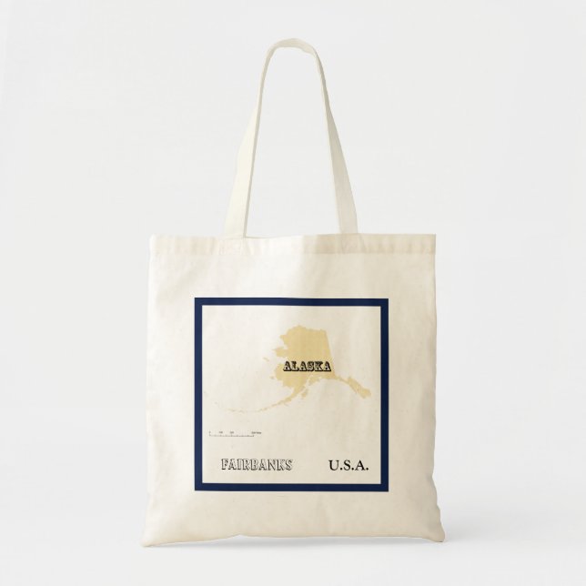 Tote Bag - Alaska State Map with City (Front)