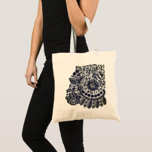 TOTE BAG ANTIQUE LACE PATTERN CUSTOM NAME
