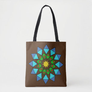 Tote Bag (ao) - Colourful Mandala on Brown