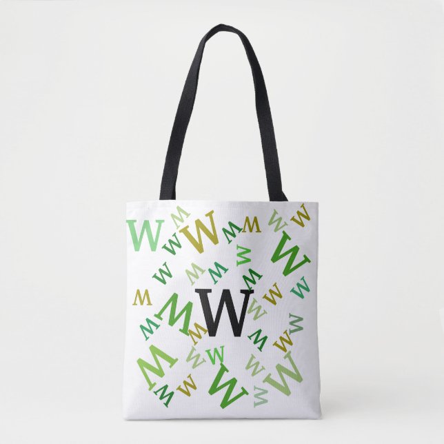 Tote Bag (ao) - Jumbled Letters in Green (Front)