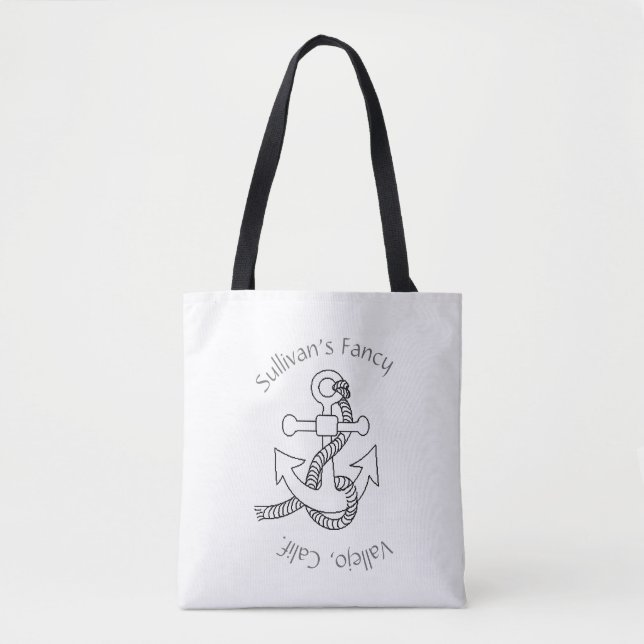 Tote Bag (ao) - Ship Anchor with Curved Text (Front)