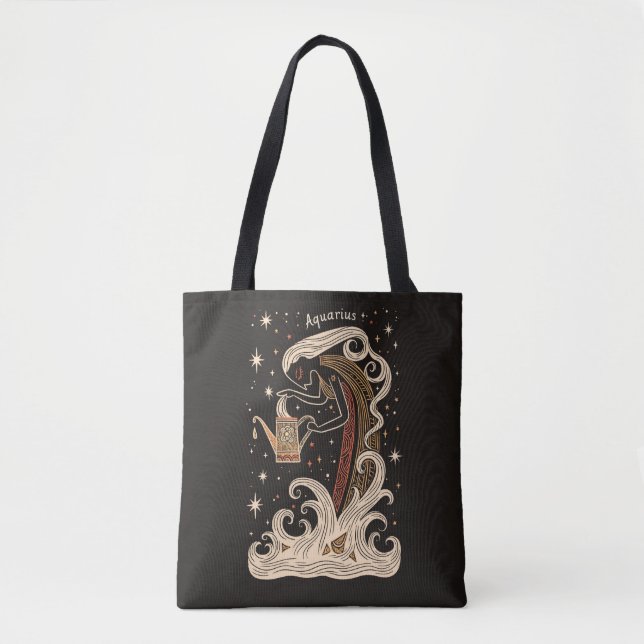 Tote Bag Aquarius Celestial Zodiac Art (Front)