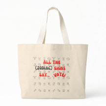 tote bag beige all signs vote graphic