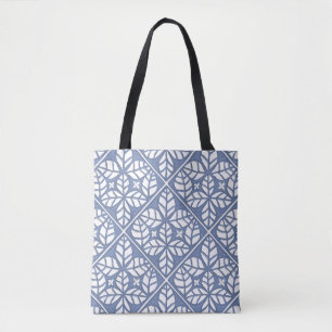 Tote Bag Blue and white leaf Print