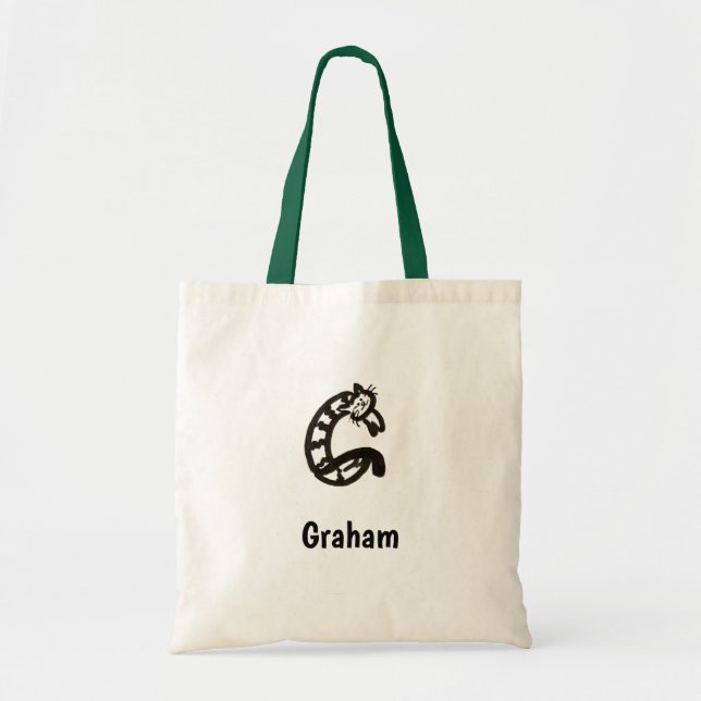 Tote Bag - Cat Letter G with Name  (Front)