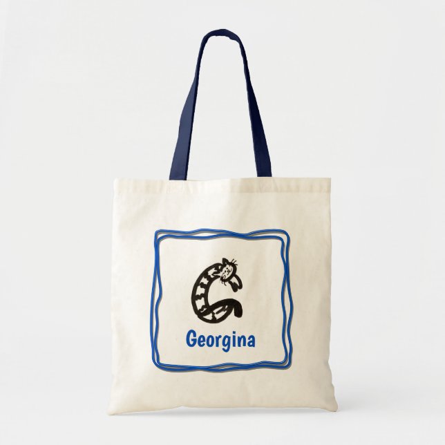 Tote Bag - Cat Letter G with Name in Frame (Front)