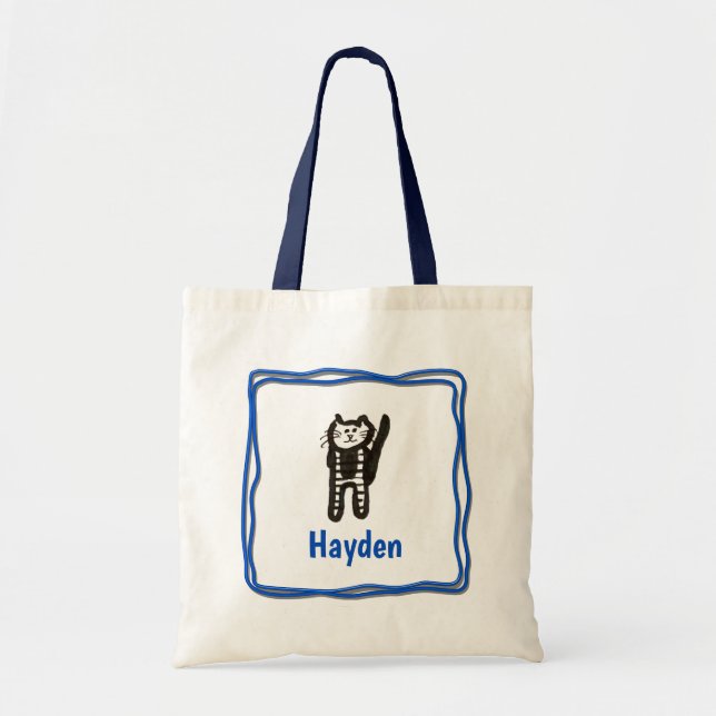 Tote Bag - Cat Letter H with Name in Frame (Front)