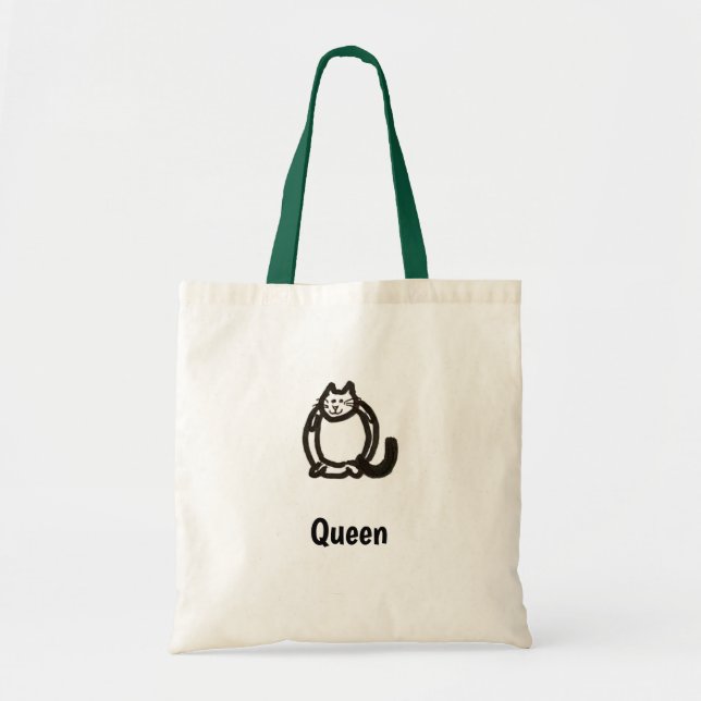 Tote Bag - Cat Letter Q with Name  (Front)