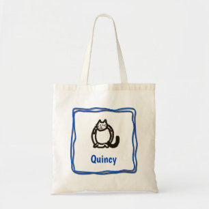 Tote Bag - Cat Letter Q with Name in Frame