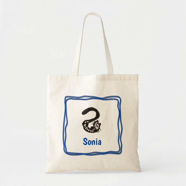 Tote Bag - Cat Letter S with Name in Frame (Front)