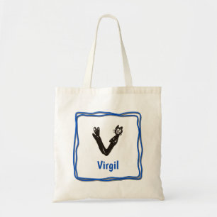 Tote Bag - Cat Letter V with Name in Frame