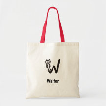 Tote Bag - Cat Letter W with Name