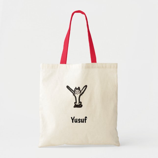 Tote Bag - Cat Letter Y with Name  (Front)