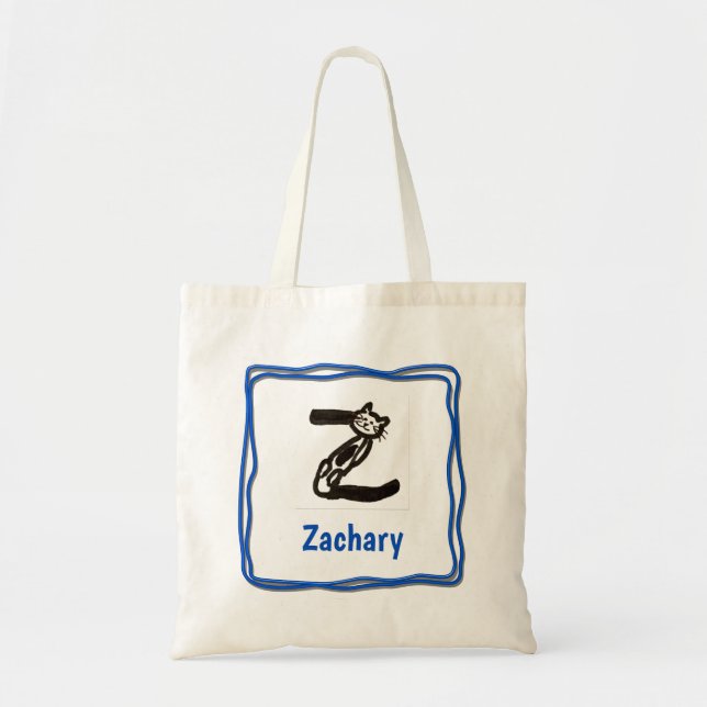 Tote Bag - Cat Letter Z with Name in Frame (Front)