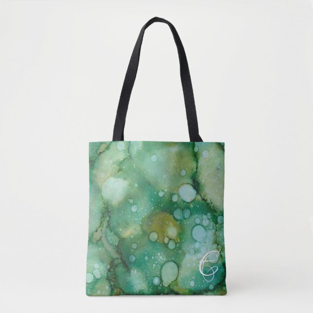 Tote Bag, "Colorburst Inkblots/Gold Dusted Flower" Bag (Front)
