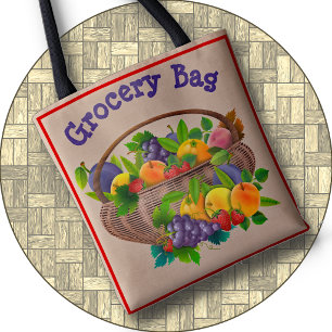 TOTE BAG - Colourful Basket of Fruit #2 - 2-sided
