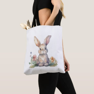 Tote Bag, Cute Floral Rabbit Bag