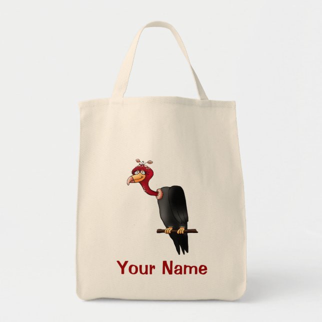 Tote Bag, Cute Vulture Cartoon, Your Name! (Front)