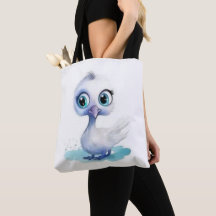 Tote Bag, Cute White Duck