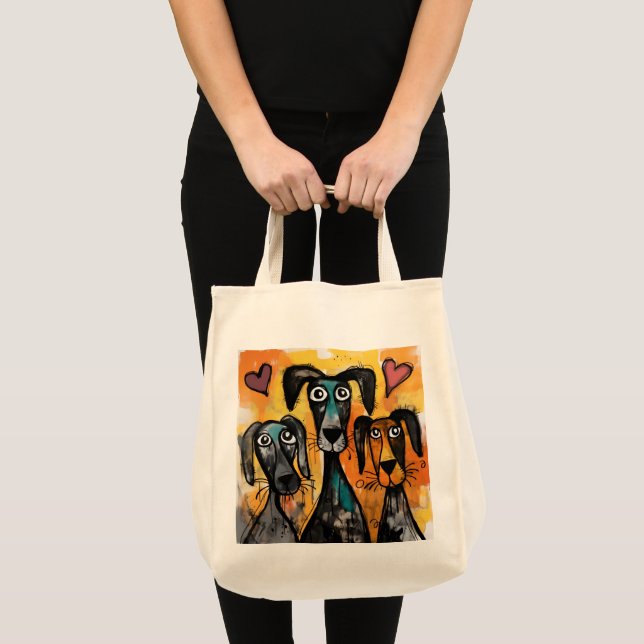 Tote Bag Dog Love Red Hearts  (Front (Product))