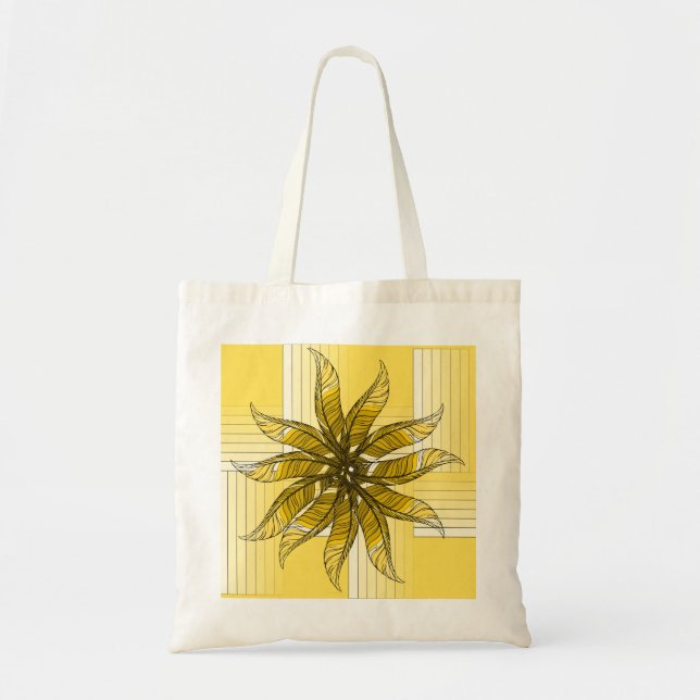 Tote Bag - Feather Pinwheel in Yellow (Front)